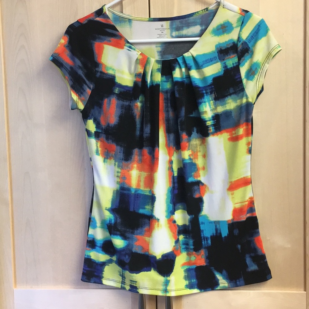 Worthington PS short sleeve top multi colors